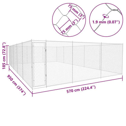 Outdoor Dog Kennel Galvanised Steel 950x570x185 cm