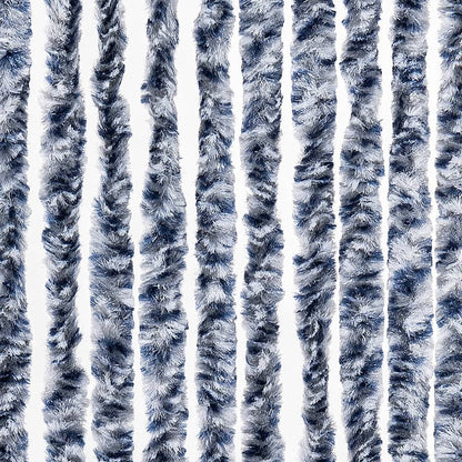 Insect Curtain Blue, White and Silver 90x220 cm Chenille