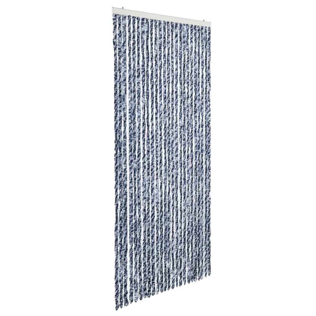 284275 vidaXL Insect Curtain Blue, White and Silver 100x220 cm Chenille