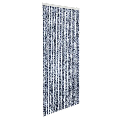 284275 vidaXL Insect Curtain Blue, White and Silver 100x220 cm Chenille