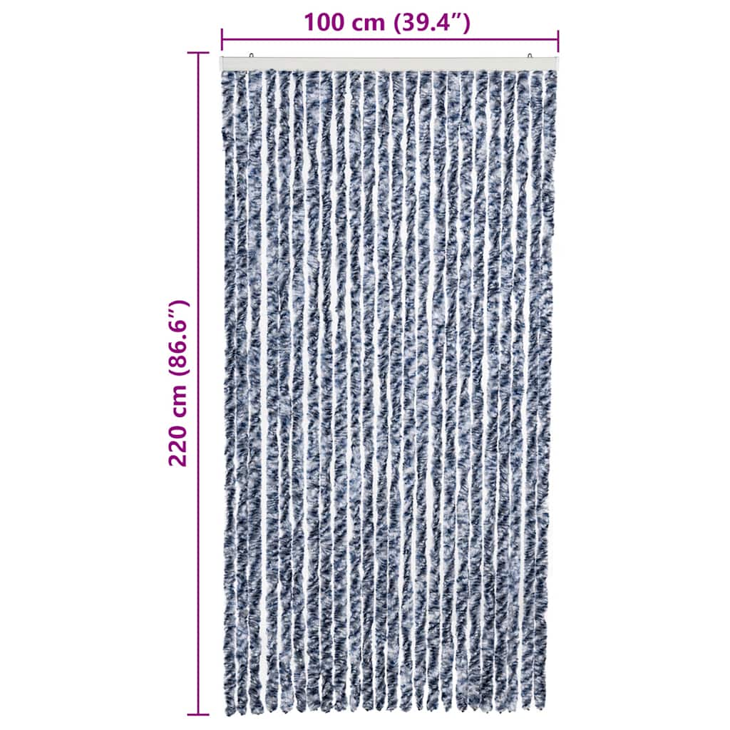 284275 vidaXL Insect Curtain Blue, White and Silver 100x220 cm Chenille