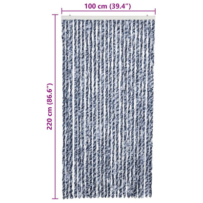 284275 vidaXL Insect Curtain Blue, White and Silver 100x220 cm Chenille