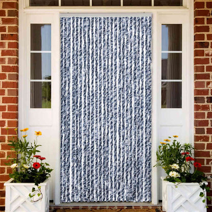 284275 vidaXL Insect Curtain Blue, White and Silver 100x220 cm Chenille