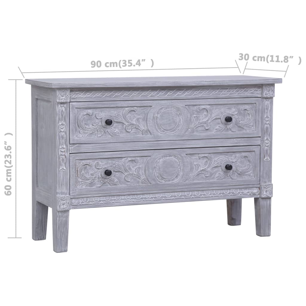 Sideboard | Grey wash finish | Solid Mahogany wood | 90x30x60 cm