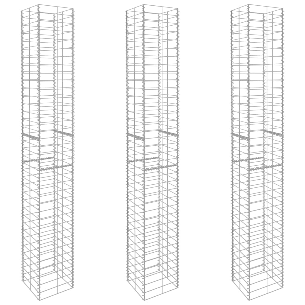 Gabion Baskets 3 pcs Galvanised Steel 25x25x197 cm