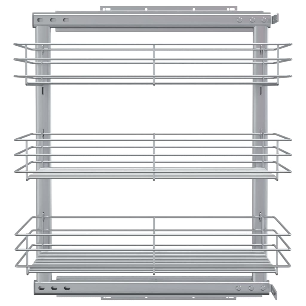 3-Tier Pull-out Kitchen Wire Basket Silver 47x35x56 cm