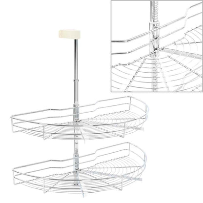 50972 vidaXL 2-Tier Kitchen Wire Basket Silver 180 Degree 75x38x80 cm