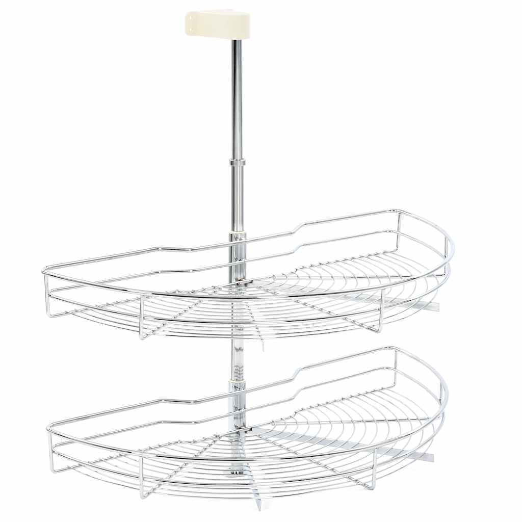 50972 vidaXL 2-Tier Kitchen Wire Basket Silver 180 Degree 75x38x80 cm