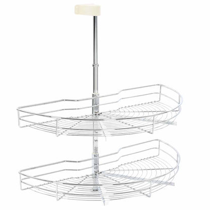 50972 vidaXL 2-Tier Kitchen Wire Basket Silver 180 Degree 75x38x80 cm