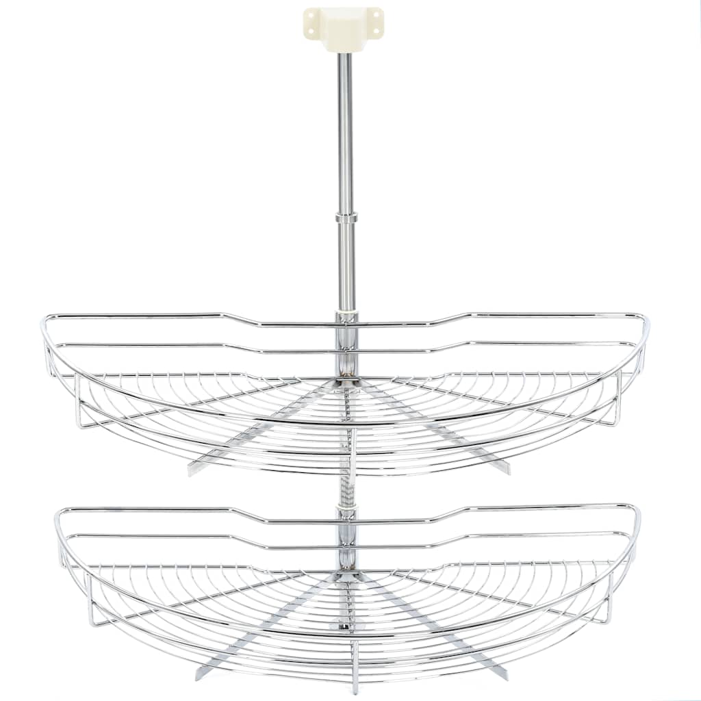 50972 vidaXL 2-Tier Kitchen Wire Basket Silver 180 Degree 75x38x80 cm