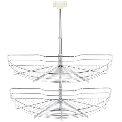 50972 vidaXL 2-Tier Kitchen Wire Basket Silver 180 Degree 75x38x80 cm