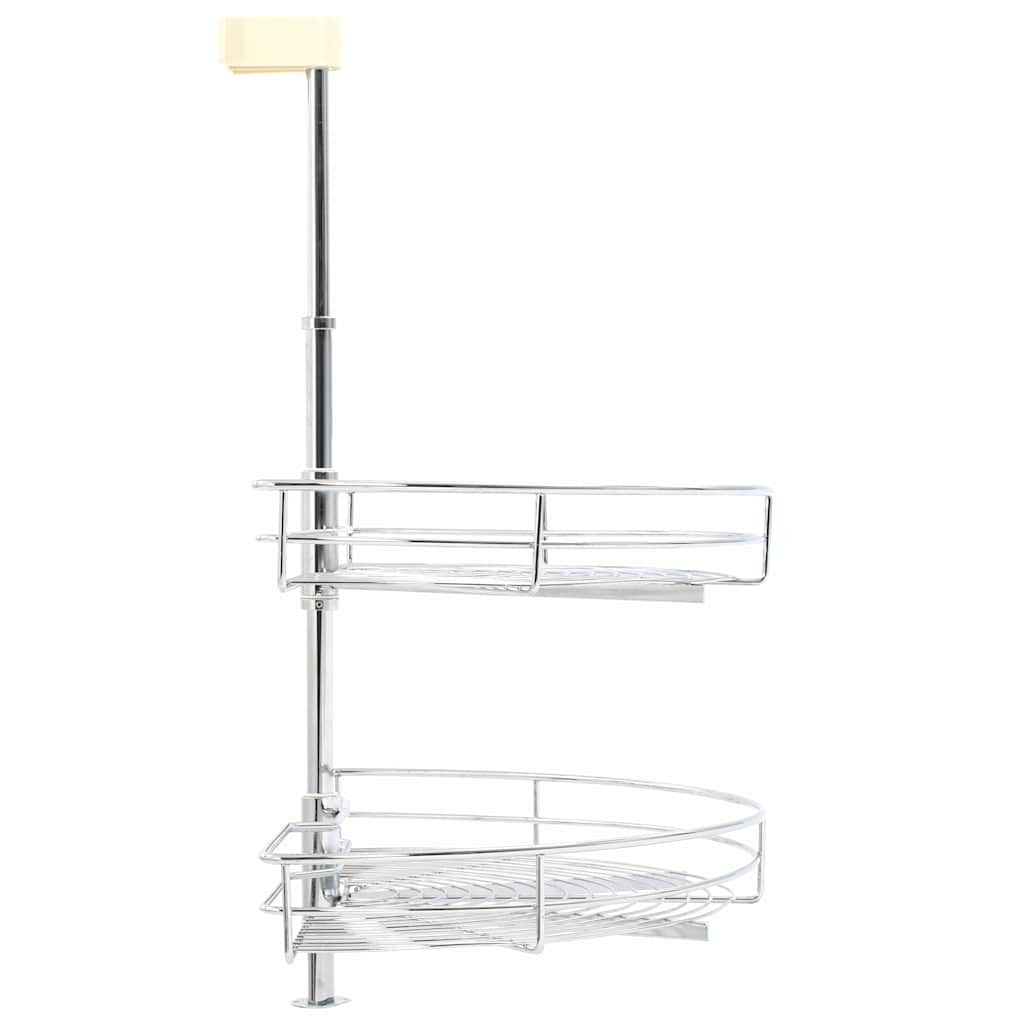 50972 vidaXL 2-Tier Kitchen Wire Basket Silver 180 Degree 75x38x80 cm