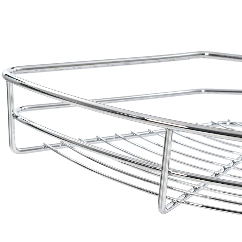 50972 vidaXL 2-Tier Kitchen Wire Basket Silver 180 Degree 75x38x80 cm