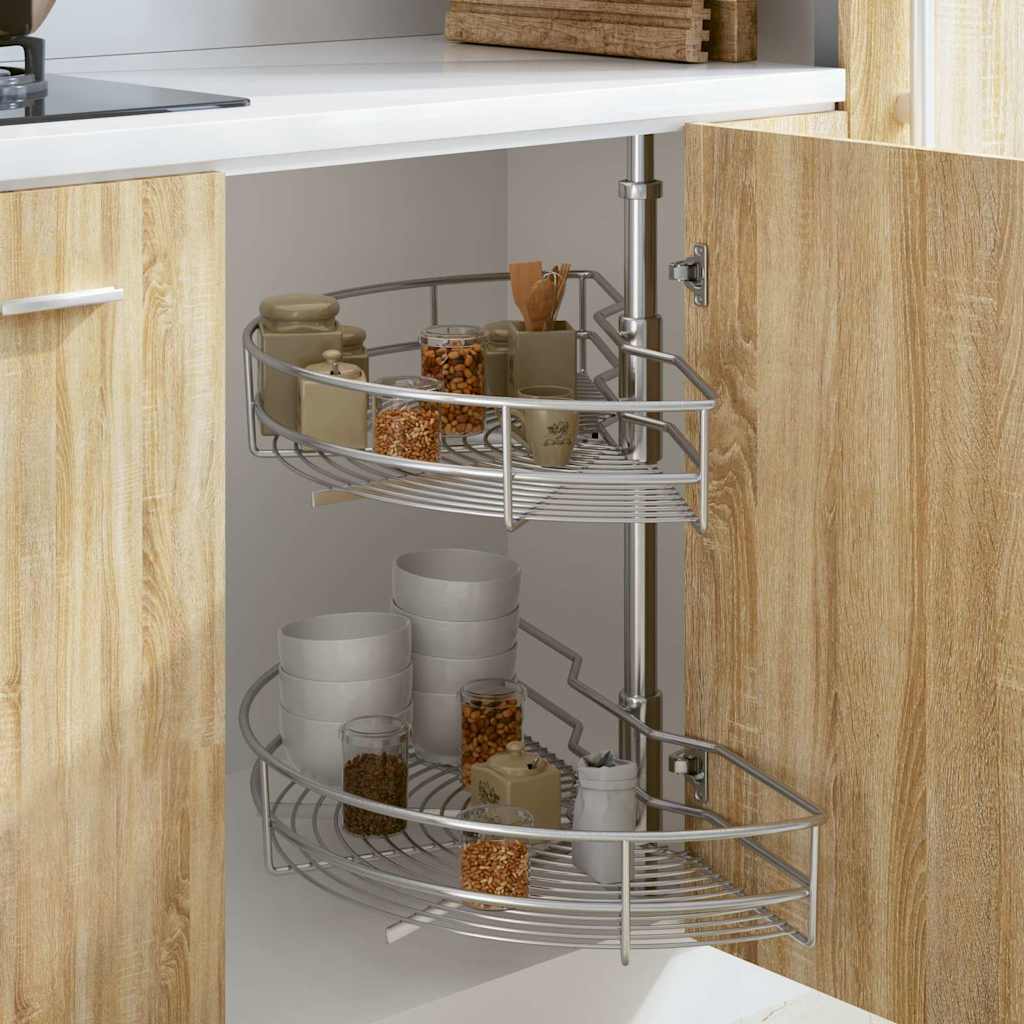 50972 vidaXL 2-Tier Kitchen Wire Basket Silver 180 Degree 75x38x80 cm