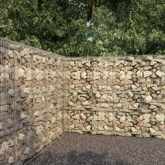 145090 vidaXL Gabion Wall with Cover Galvanised Steel 300x50x200 cm