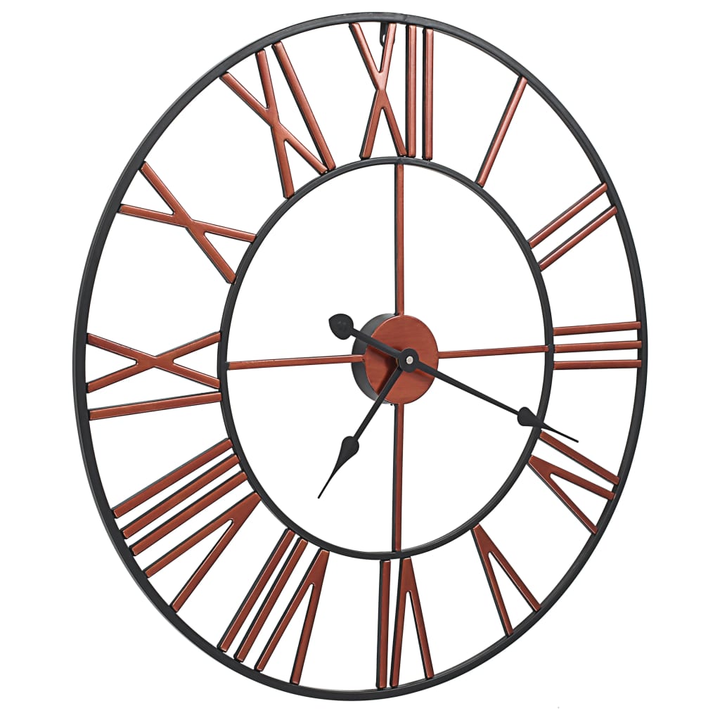 The Wall Clock Metal 58 cm Red displayed on a wall, highlighting its large dial and striking design.