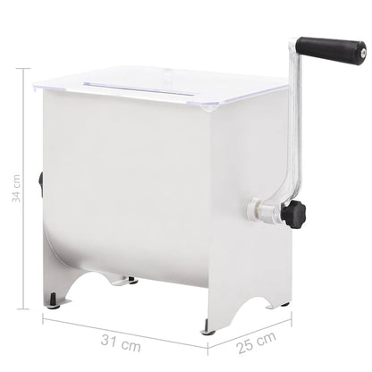 50959 vidaXL Manual Meat Mixer with Lid Silver Stainless Steel
