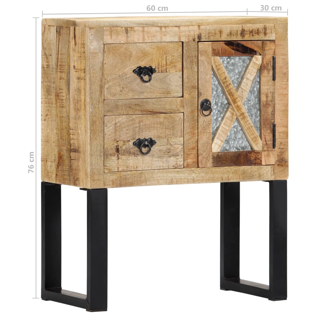 Sideboard | Natural | Solid Mango Wood and Galvanised Steel | Medium