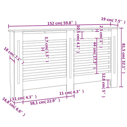 Radiator Cover White 152x19x81.5 cm MDF