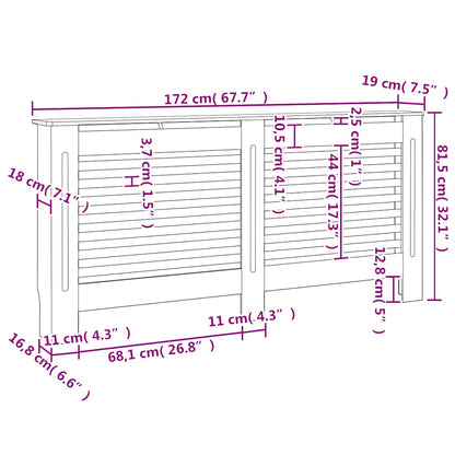 Radiator Cover White 172x19x81.5 cm MDF