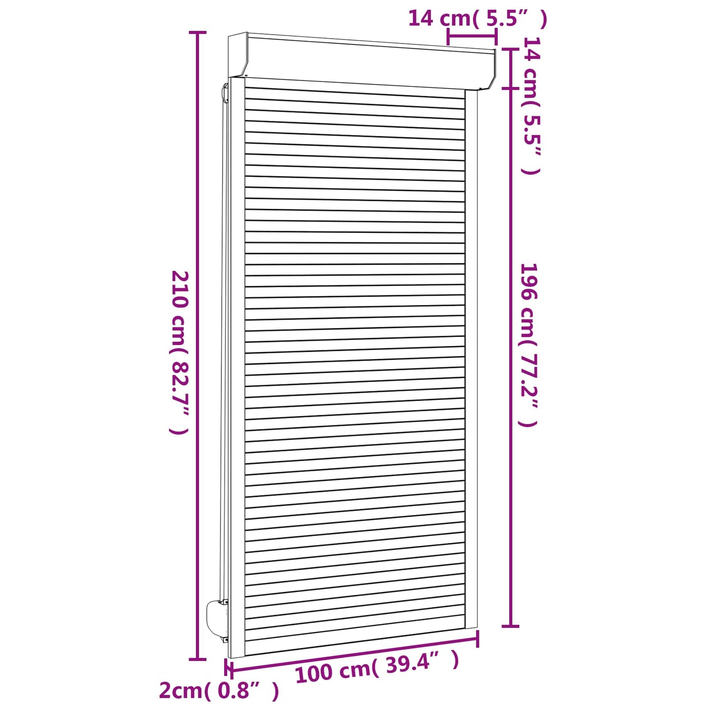 Roller Shutter Manual Anthracite 100 x 210 cm