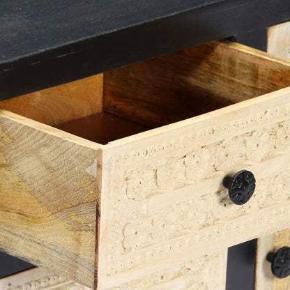 Hand Carved Side Cabinet Grey 75x35x60 cm Solid Mango Wood
