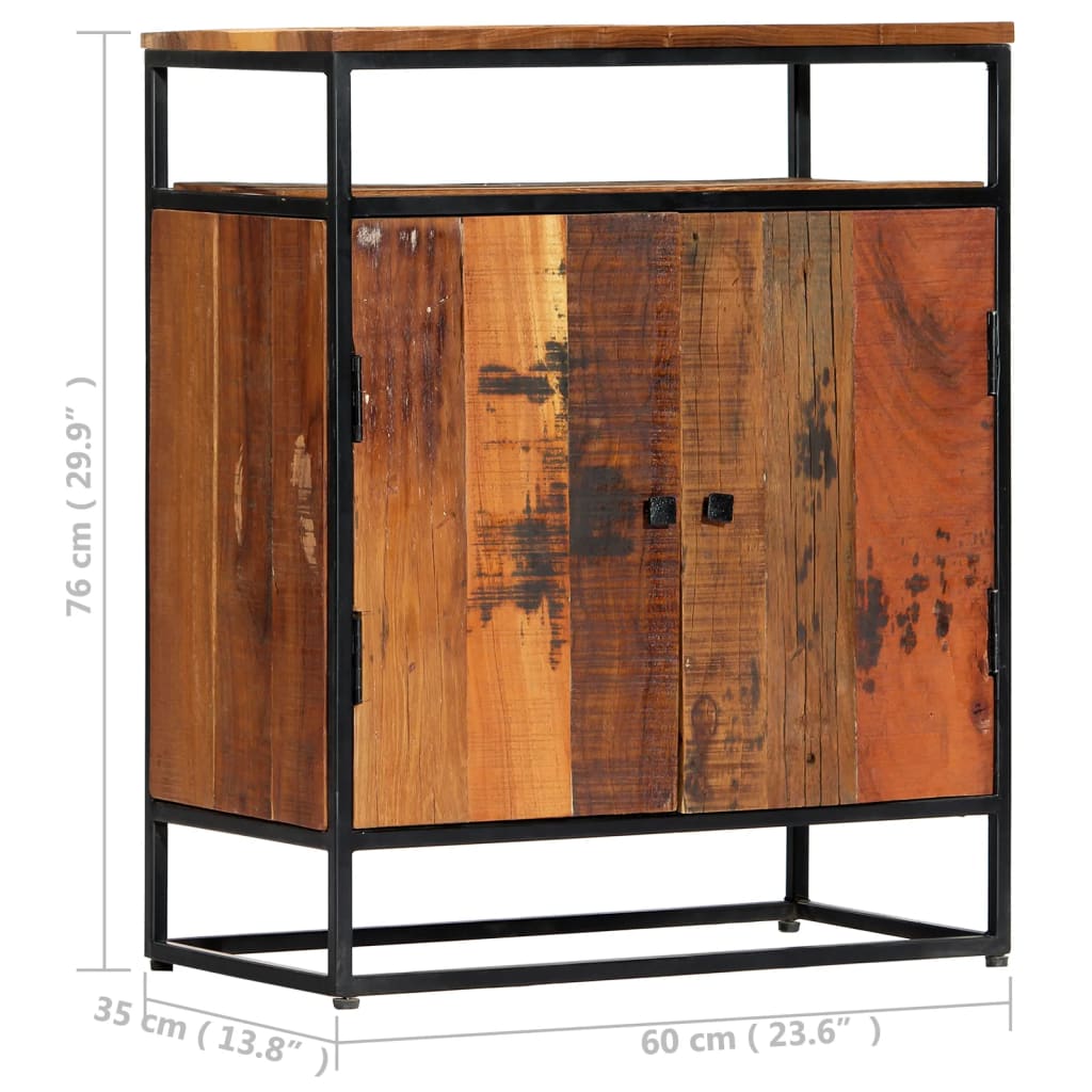 282727 vidaXL Side Cabinet 60x35x76 cm Solid Reclaimed Wood and Steel