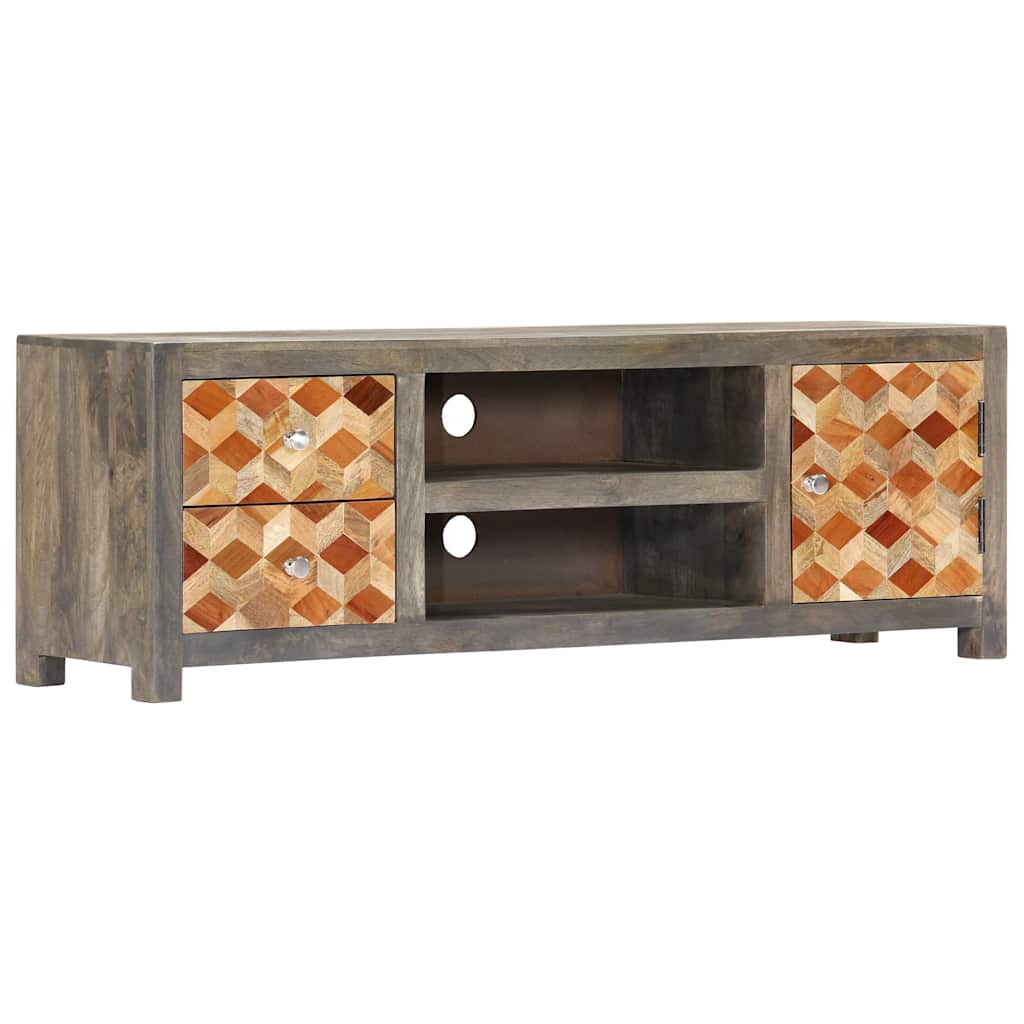 282735 vidaXL TV Cabinet Grey 120x30x40 cm Solid Mango Wood