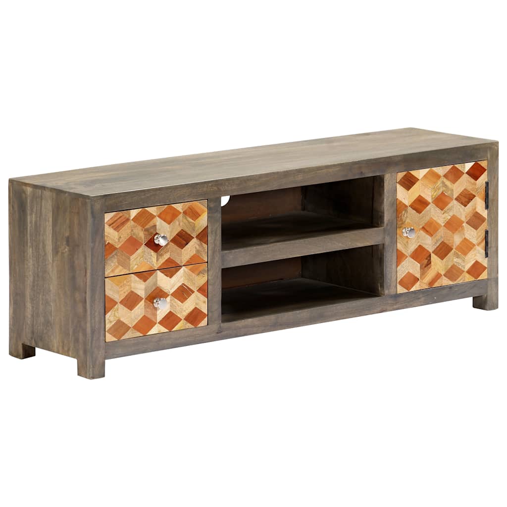 282735 vidaXL TV Cabinet Grey 120x30x40 cm Solid Mango Wood