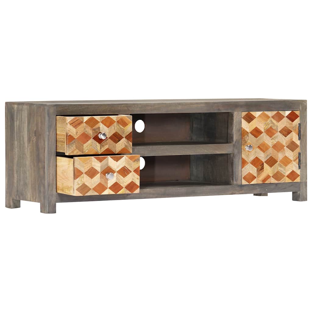 282735 vidaXL TV Cabinet Grey 120x30x40 cm Solid Mango Wood