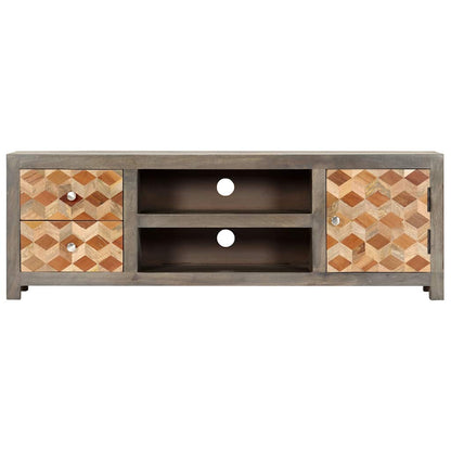 282735 vidaXL TV Cabinet Grey 120x30x40 cm Solid Mango Wood