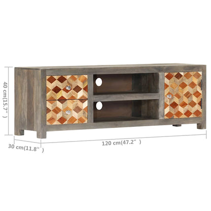 282735 vidaXL TV Cabinet Grey 120x30x40 cm Solid Mango Wood