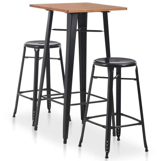 3 Piece Bar Set Steel Black