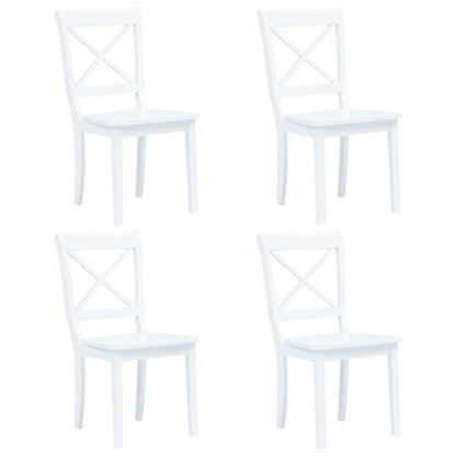5 Piece Dining Set Solid Rubber Wood White