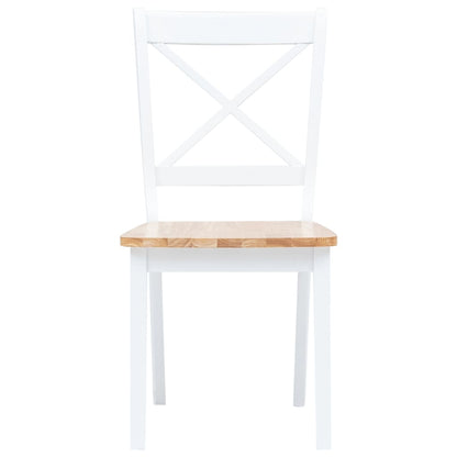 5 Piece Dining Set Solid Rubber Wood White and Brown