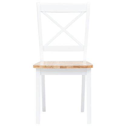 5 Piece Dining Set Solid Rubber Wood White and Brown