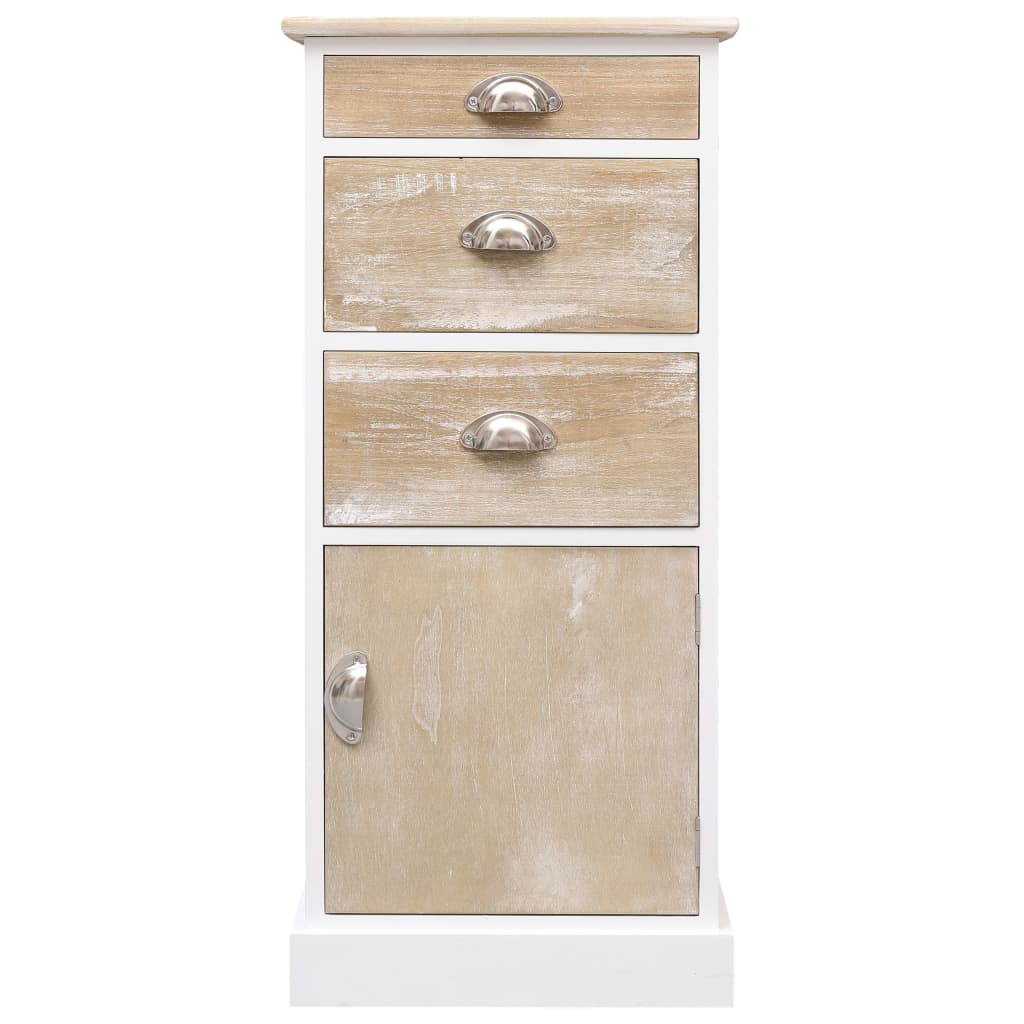 Side Cabinet | White and wood colour | Paulownia wood | 38x28x86 cm