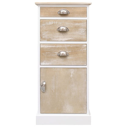 Side Cabinet | White and wood colour | Paulownia wood | 38x28x86 cm