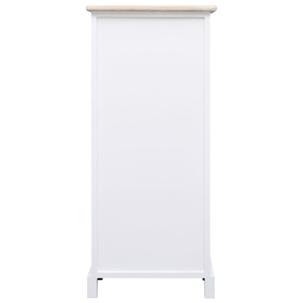 Side Cabinet | White and wood colour | Paulownia wood | 38x28x86 cm