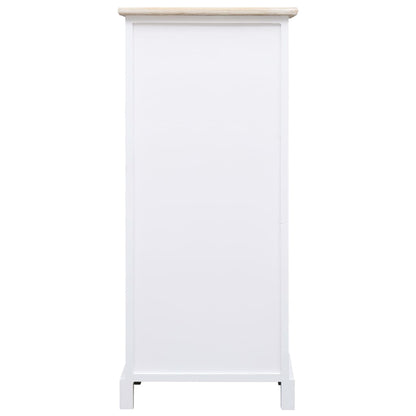 Side Cabinet | White and wood colour | Paulownia wood | 38x28x86 cm