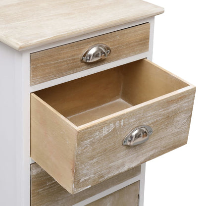 Side Cabinet | White and wood colour | Paulownia wood | 38x28x86 cm