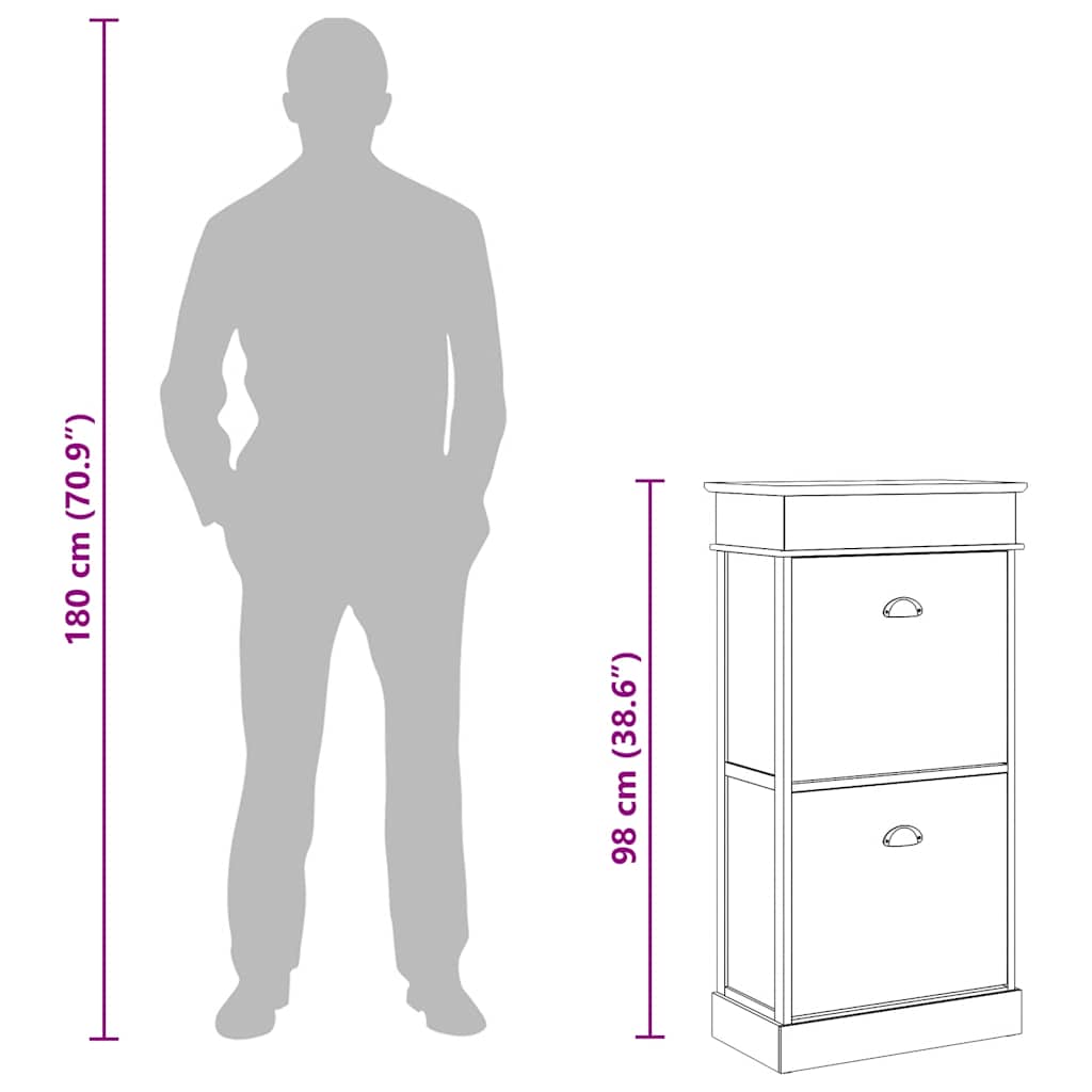 Shoe Cabinet Brown 50x28x98 cm Paulownia Wood