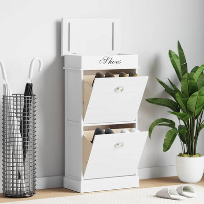 Shoe Cabinet White 50x28x98 cm Paulownia Wood