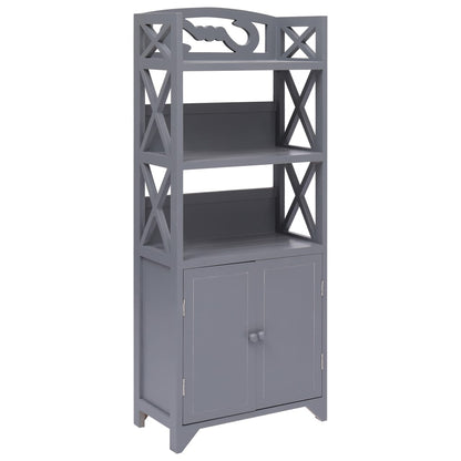 Bathroom Cabinet Grey 46x24x116 cm Paulownia Wood