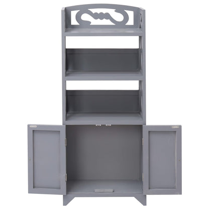 Bathroom Cabinet Grey 46x24x116 cm Paulownia Wood