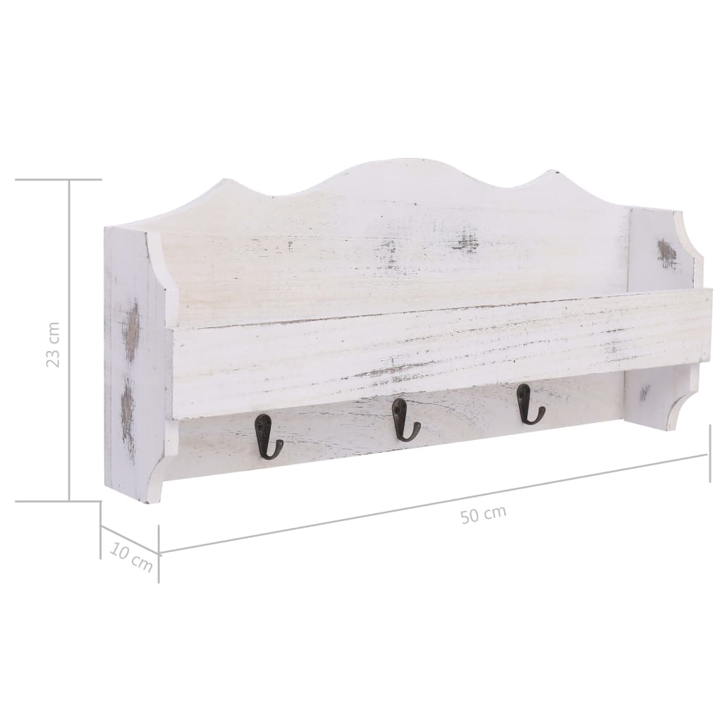 Wall Mounted Coat Rack White 50x10x23 cm Wood