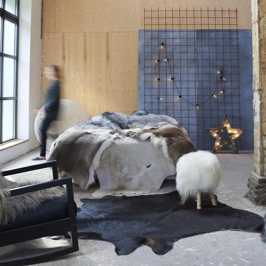 Real Cow Hide Rug Black 150x170 cm