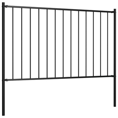 Fence Panel Woerden with Posts Steel 1.7x0.75 m Black