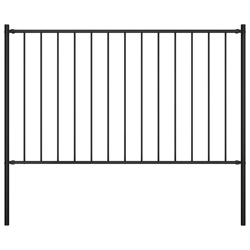 Fence Panel Woerden with Posts Steel 1.7x1 m Black