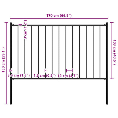 Fence Panel Woerden with Posts Steel 1.7x1 m Black